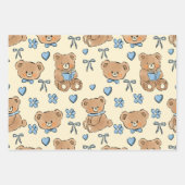 Feuille De Papier Cadeau Cute Hand-drawn Brown Teddy Bears Seamless Pattern (Devant 3)