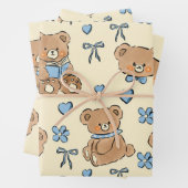 Feuille De Papier Cadeau Cute Hand-drawn Brown Teddy Bears Seamless Pattern (En situation)