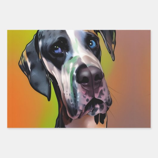 Feuille De Papier Cadeau Cute Harlequin Great Dane (Devant)