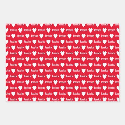 Feuille De Papier Cadeau Cute Hearts Pattern Individually Personalized  (Devant 2)