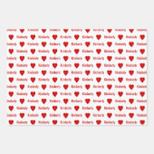 Feuille De Papier Cadeau Cute Hearts Pattern Individually Personalized  (Devant)