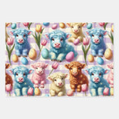 Feuille De Papier Cadeau Cute Highland Cow Easter Spring (Devant 2)