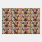 Feuille De Papier Cadeau Cute Highland Cow Portrait Ephemera (Devant 3)