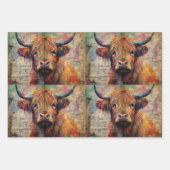 Feuille De Papier Cadeau Cute Highland Cow Portrait Ephemera (Devant 2)