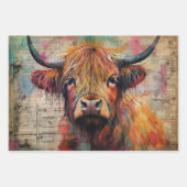Feuille De Papier Cadeau Cute Highland Cow Portrait Ephemera (Devant)