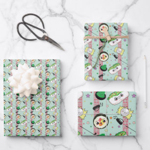 Feuille De Papier Cadeau Cute Japonais Sushi Lover Motif de golf