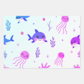 Feuille De Papier Cadeau Cute Kawaii Pastel Ocean Animaux (Devant 2)