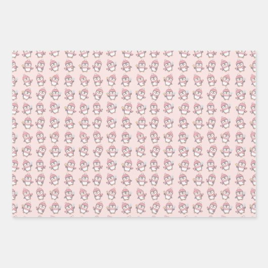 Feuille De Papier Cadeau Cute kawaii penguin and gingerbread (Devant)
