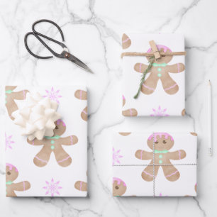 Feuille De Papier Cadeau Cute Kids Christmas Gingerbread Motif