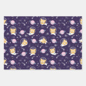 Feuille De Papier Cadeau Cute Kitty Chat Astronauts Motif (Devant)