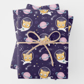 Feuille De Papier Cadeau Cute Kitty Chat Astronauts Motif (En situation)