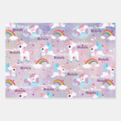 Feuille De Papier Cadeau Cute licorn Joyeux anniversaire rose girly (Devant 2)