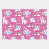 Feuille De Papier Cadeau Cute licorn Joyeux anniversaire rose girly (Devant)