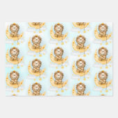 Feuille De Papier Cadeau Cute Lion Pêche sur l'aquarelle de la lune (Devant)