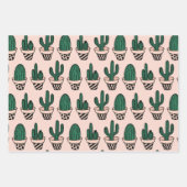 Feuille De Papier Cadeau Cute moderne rose vert poted Motif (Devant 3)