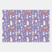 Feuille De Papier Cadeau Cute Motif de champignons en noir, violet et blanc (Devant 2)