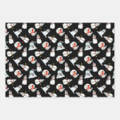 Feuille De Papier Cadeau Cute Motif Snowman - Noir, Blanc Et Rouge (Devant 3)