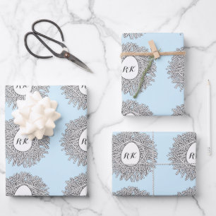 Feuille De Papier Cadeau Cute Nid & Oeuf Initiales et nom personnalisés Ble