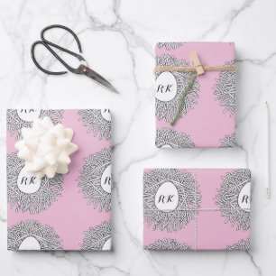 Feuille De Papier Cadeau Cute Nid & Oeuf Initiales et nom personnalisés ros