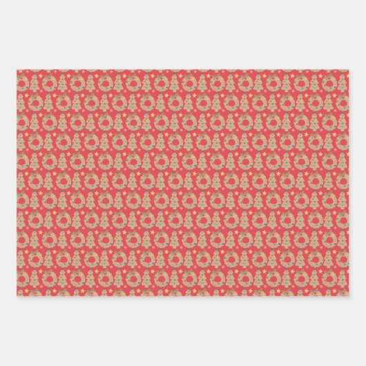 Feuille De Papier Cadeau Cute pain d'épices Noël Festif Motifs (Devant 2)