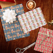 Feuille De Papier Cadeau Cute pain d'épices Noël Festif Motifs