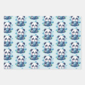 Feuille De Papier Cadeau Cute Panda et Blue Boba Bubble Tea (Devant 2)