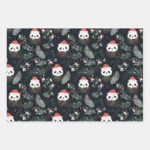 Feuille De Papier Cadeau Cute Panda Rustique Vacances hiver aquarelles (Devant 3)