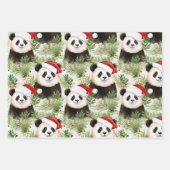 Feuille De Papier Cadeau Cute Panda Rustique Vacances hiver aquarelles (Devant)