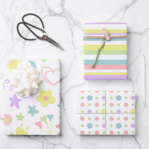 Feuille De Papier Cadeau Cute Pastel Aimer Smile Polka Dot Stripes Cadeau E
