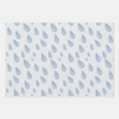 Feuille De Papier Cadeau Cute Pastel Bleu & Crème Raindrop Aquarelle (Devant)