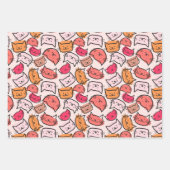 Feuille De Papier Cadeau Cute Pastel, Hot rose & Orange Hand Drake Chat Fac (Devant)