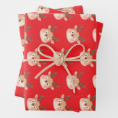 Feuille De Papier Cadeau Cute Pastel Reindeer Head (En situation)