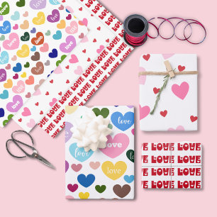 Feuille De Papier Cadeau Cute Pastel Rouge Blanc Coeurs de Saint Valentin A