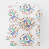 Feuille De Papier Cadeau Cute Pastel Snowman Heads Seamless (En situation)
