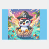 Feuille De Papier Cadeau Cute Penguin Pirate Adventure (Devant)