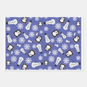Feuille De Papier Cadeau Cute Penguins & Snowmen Winter Pattern Wrapping  (Devant 2)