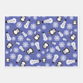 Feuille De Papier Cadeau Cute Penguins & Snowmen Winter Pattern Wrapping  (Devant)