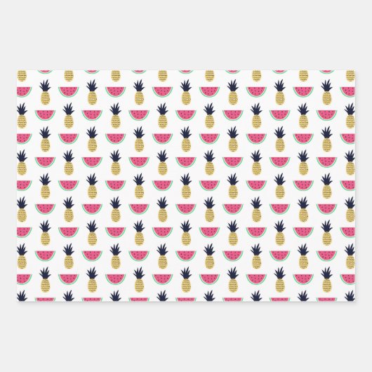 Feuille De Papier Cadeau Cute Pineapple et Watermelon Doodle Pattern (Devant 3)