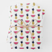 Feuille De Papier Cadeau Cute Pineapple et Watermelon Doodle Pattern (En situation)