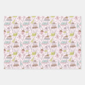 Feuille De Papier Cadeau Cute Pink Doodle Hand Drawn Birthday (Devant 3)