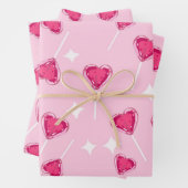 Feuille De Papier Cadeau Cute Pink Heart Lollipop Seamless Pattern (En situation)