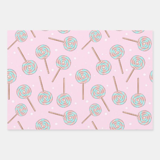 Feuille De Papier Cadeau Cute Pink Pastel Lollipop Seamless Pattern (Devant)