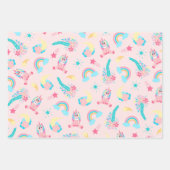 Feuille De Papier Cadeau Cute Pink Teal Unicorn Rainbow (Devant)