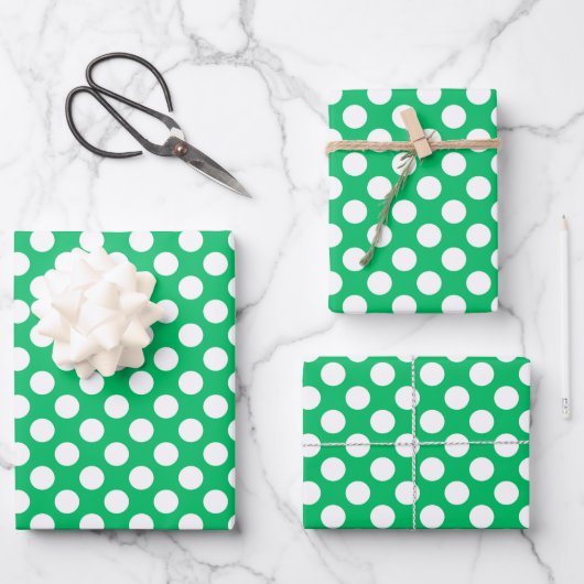 Feuille De Papier Cadeau Cute polka dot tiled pattern green (Recto)