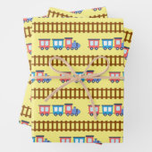 Feuille De Papier Cadeau Cute Red and Blue Choo Choo Train Gift Wrap (En situation)