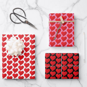 Feuille De Papier Cadeau Cute Red Hearts motif La Saint Valentin moderne