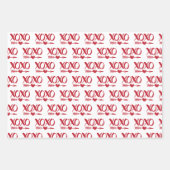 Feuille De Papier Cadeau Cute Red & White XOXO Coeurs Saint Valentin (Devant)