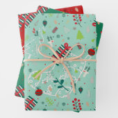 Feuille De Papier Cadeau Cute Reindeer, Trees & Snowflakes Festive Design (En situation)