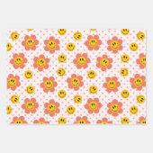 Feuille De Papier Cadeau Cute Retro motifs en damier avec fleurs (Devant 2)