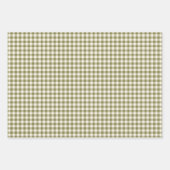 Feuille De Papier Cadeau Cute Rétro Olive Green En vichy Plaid Motif (Devant)
